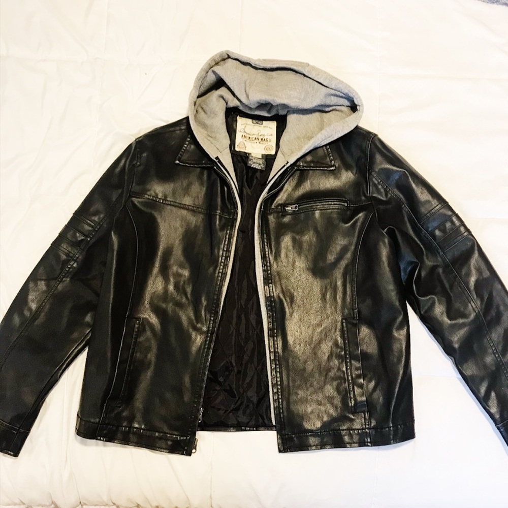 American Rag Faux Leather Hooded Jacket